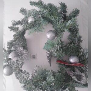 Frosted Garland Swag with Silver Glitter Details 6'+